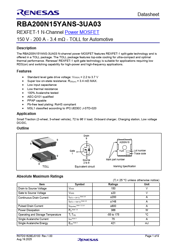 RBA200N15YANS-3UA03 Datasheet Preview
