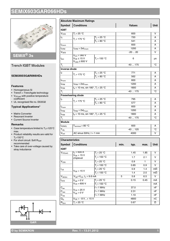 SEMiX603GAR066HDs