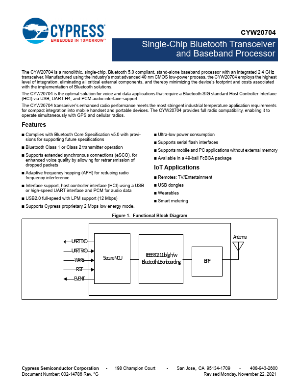 CYW20704 Datasheet Preview