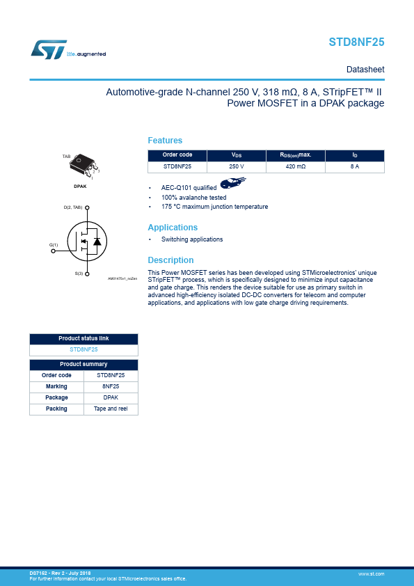 STD8NF25