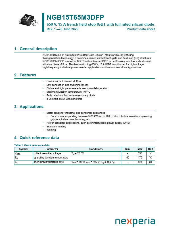 NGB15T65M3DFP Datasheet Preview