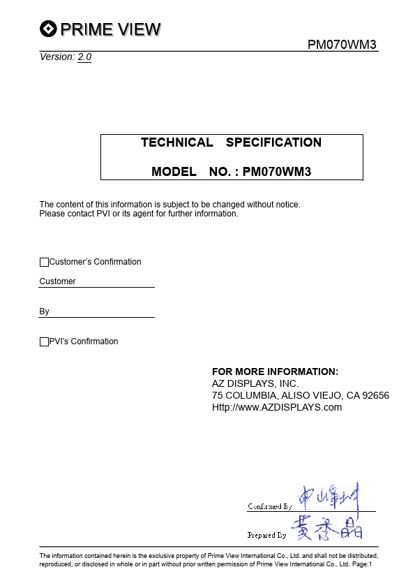 PM070WM3 Datasheet Preview