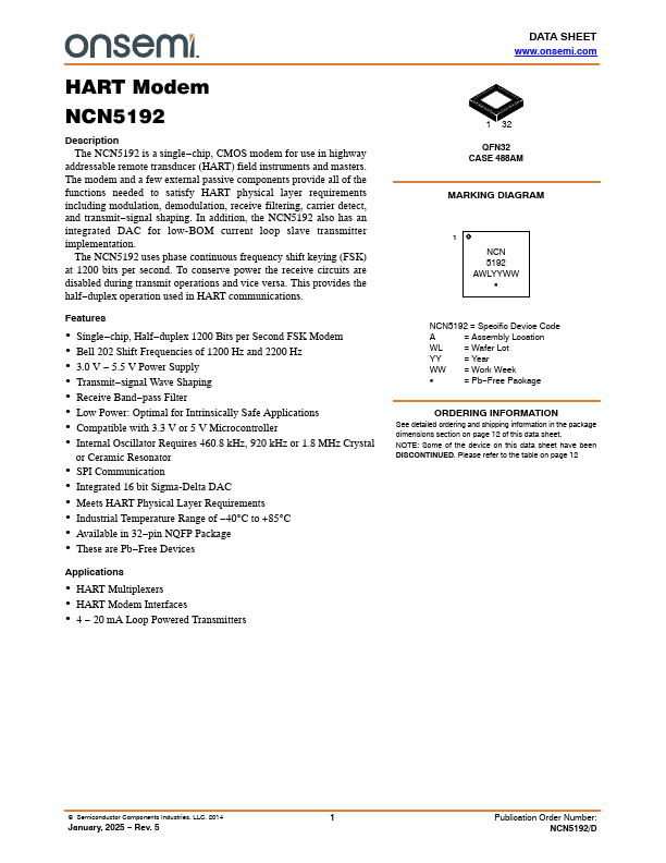 NCN5192 Datasheet Preview