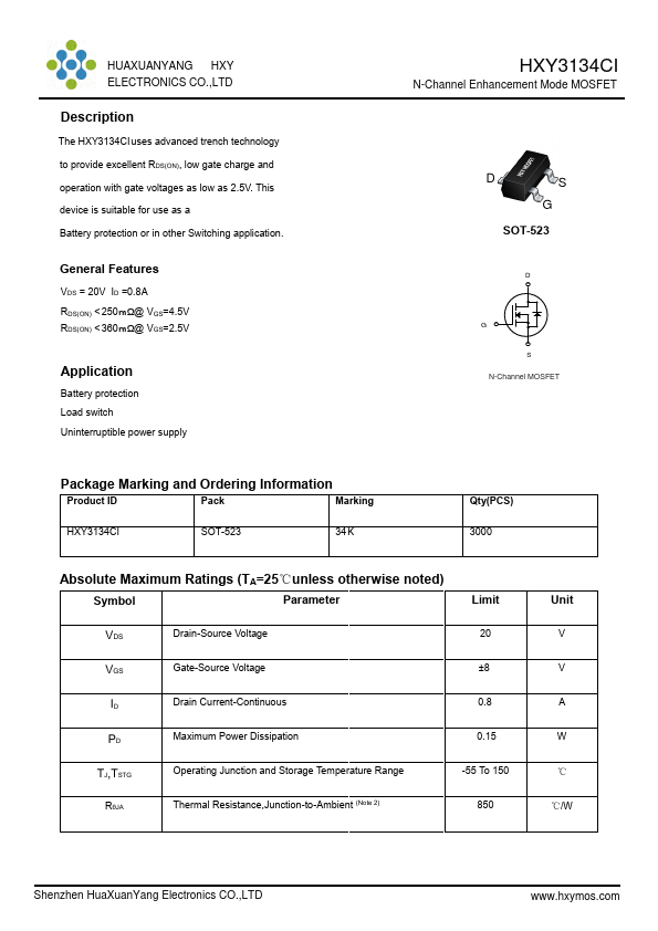 HXY3134CI Datasheet Preview
