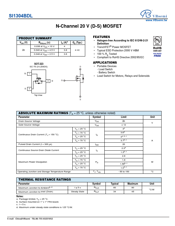 SI1304BDL Datasheet Preview