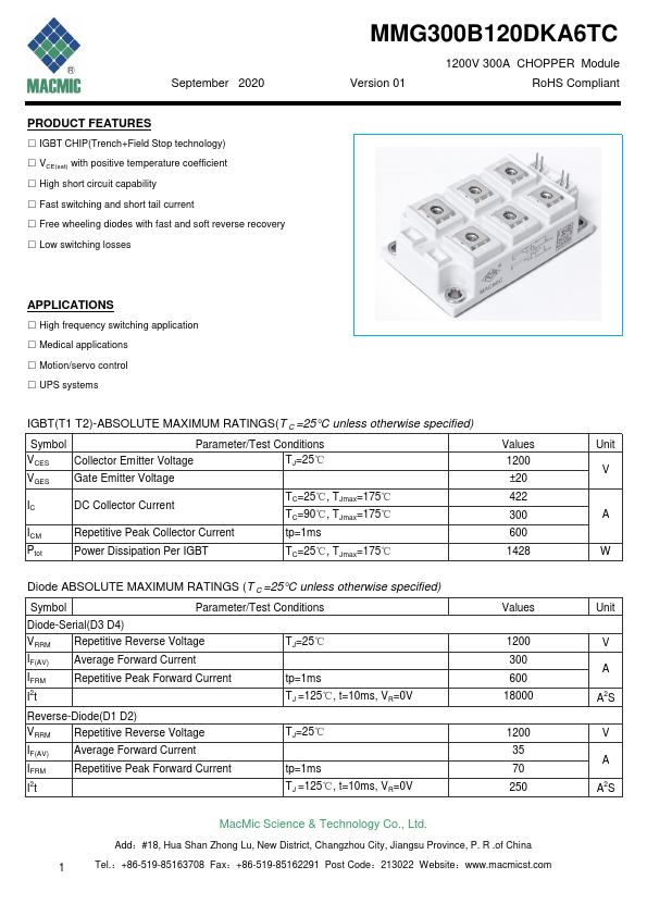 MMG300B120DKA6TC Datasheet Preview
