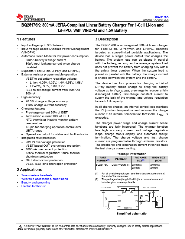BQ25176K Datasheet Preview