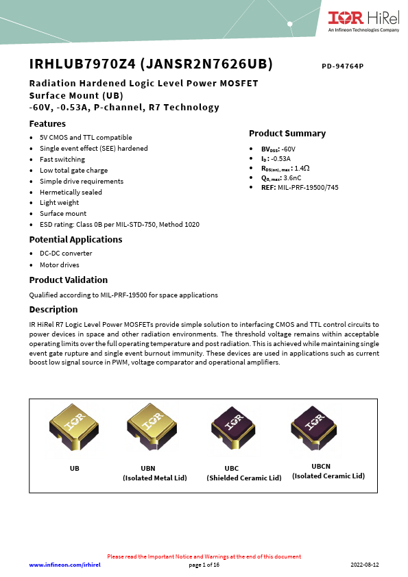 IRHLUB7970Z4 Datasheet Preview