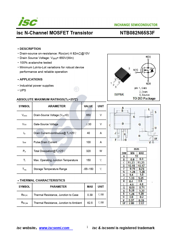 NTB082N65S3F