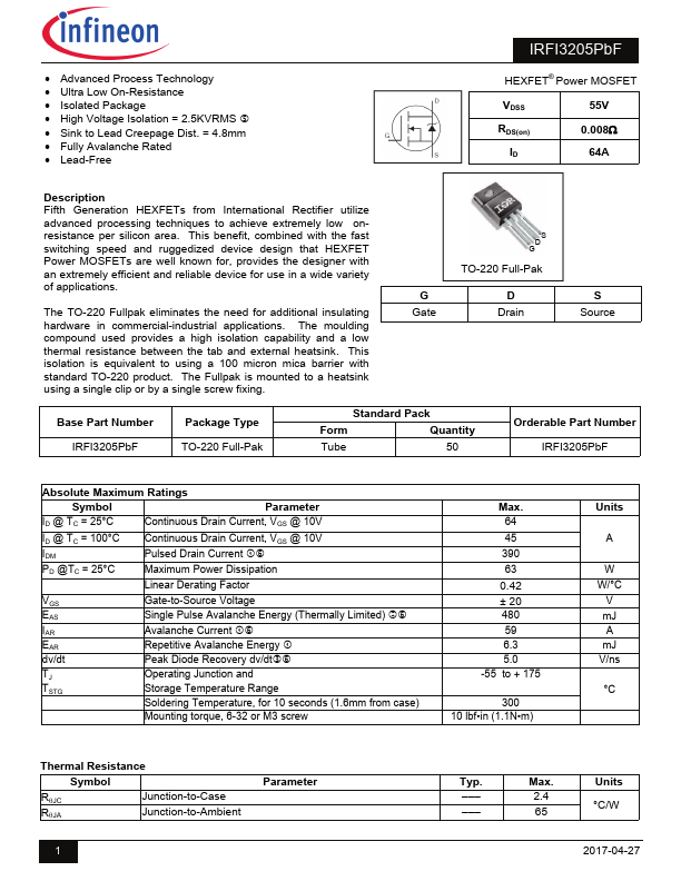 IRFI3205PBF