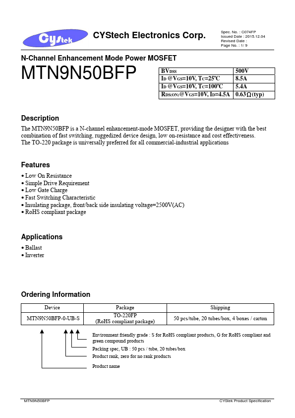 MTN9N50BFP