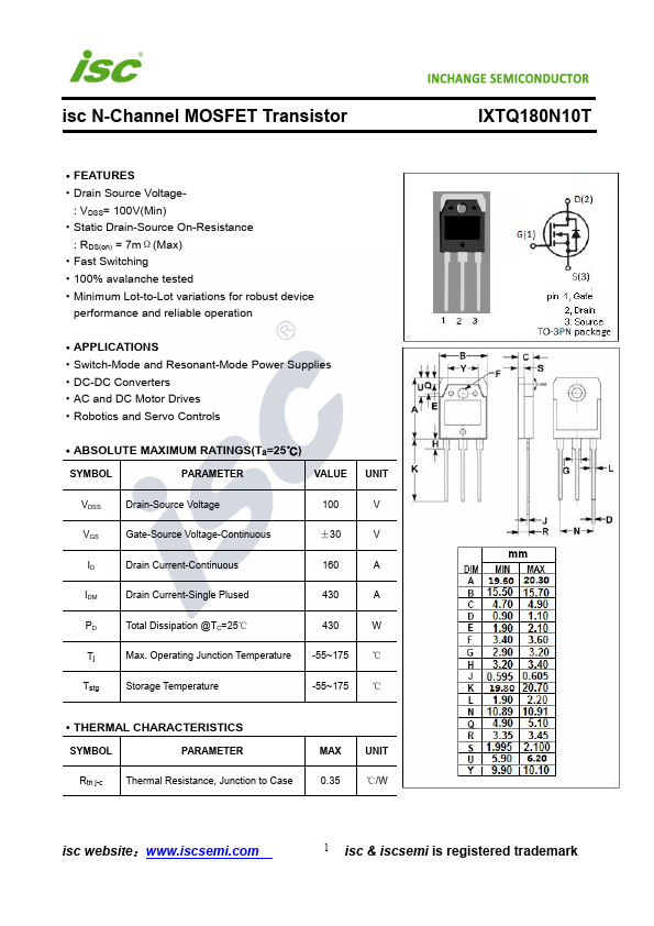 IXTQ180N10T