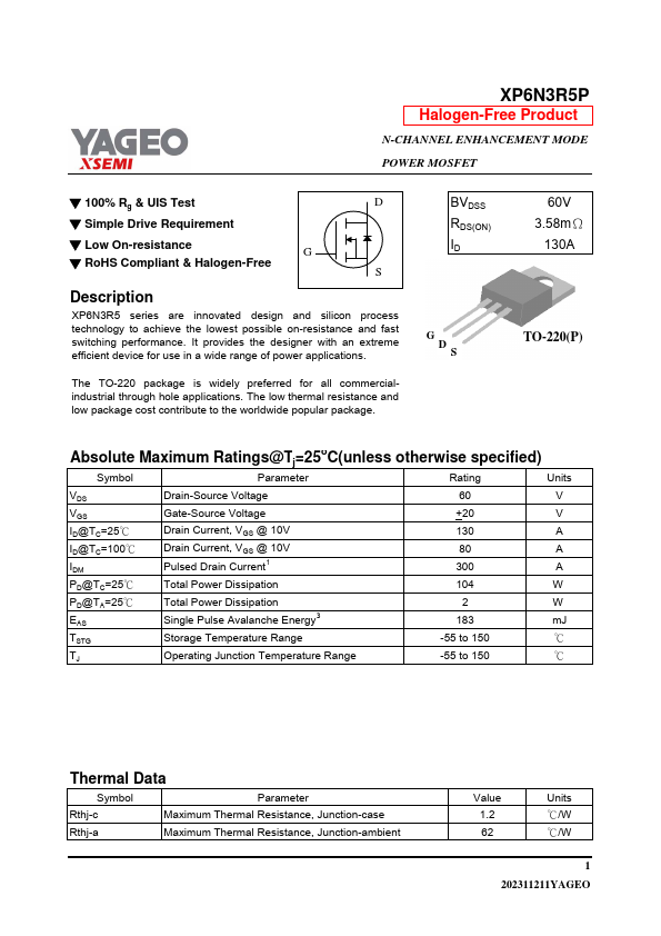 XP6N3R5P Datasheet Preview