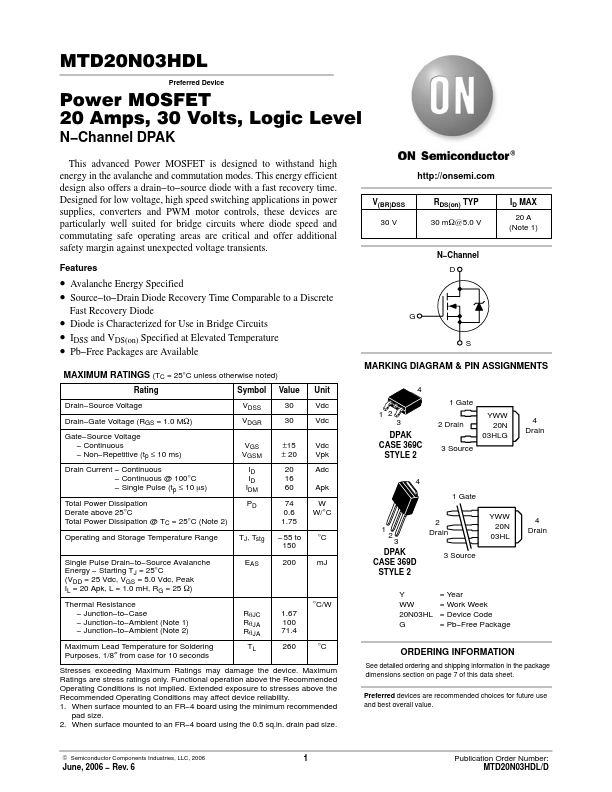 MTD20N03HDL