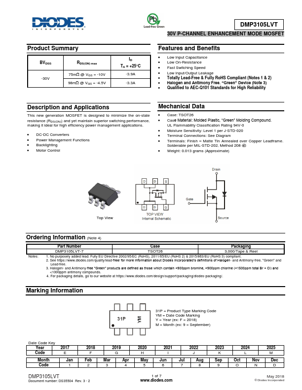 DMP3105LVT