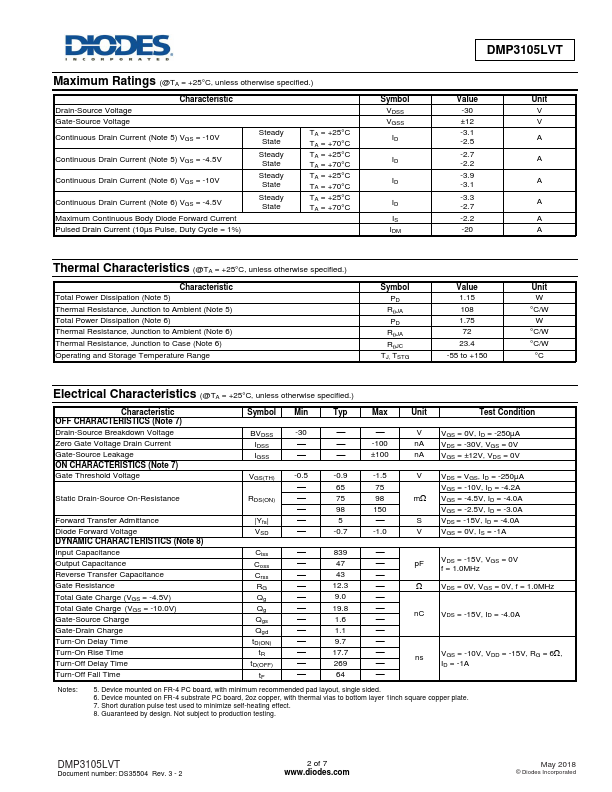 DMP3105LVT