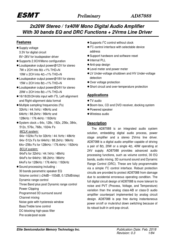 AD87088 Datasheet Preview