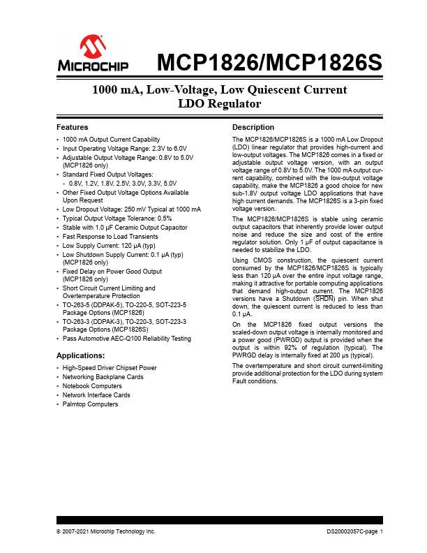 MCP1826S Datasheet Preview