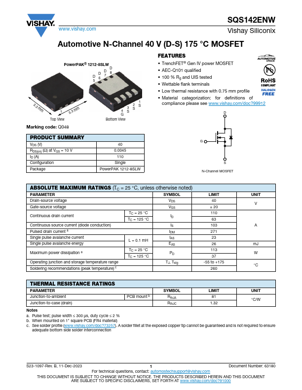 SQS142ENW Datasheet Preview