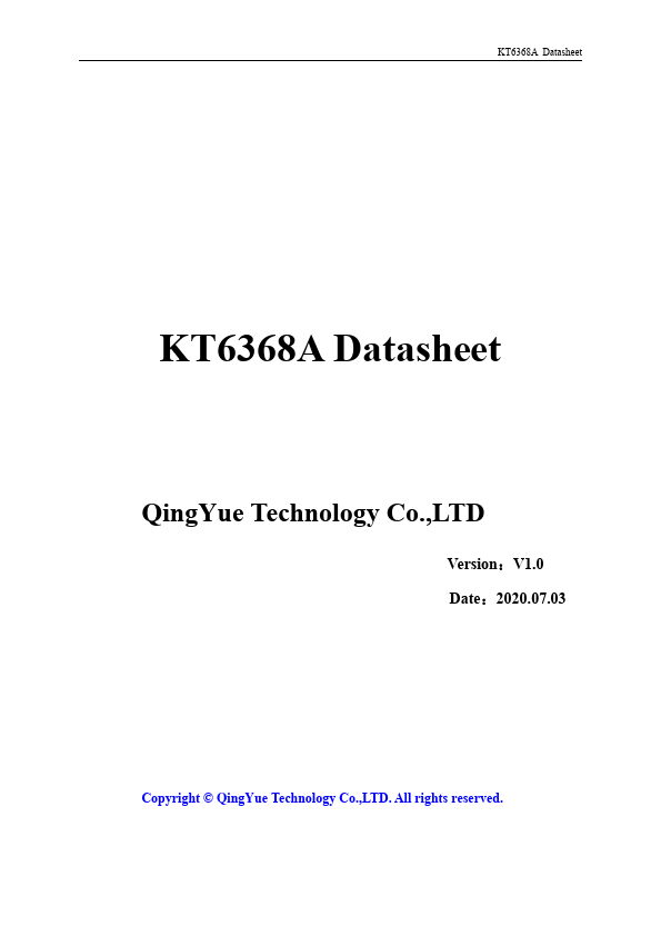 KT6368A Controller by QingYue - Datasheet Preview