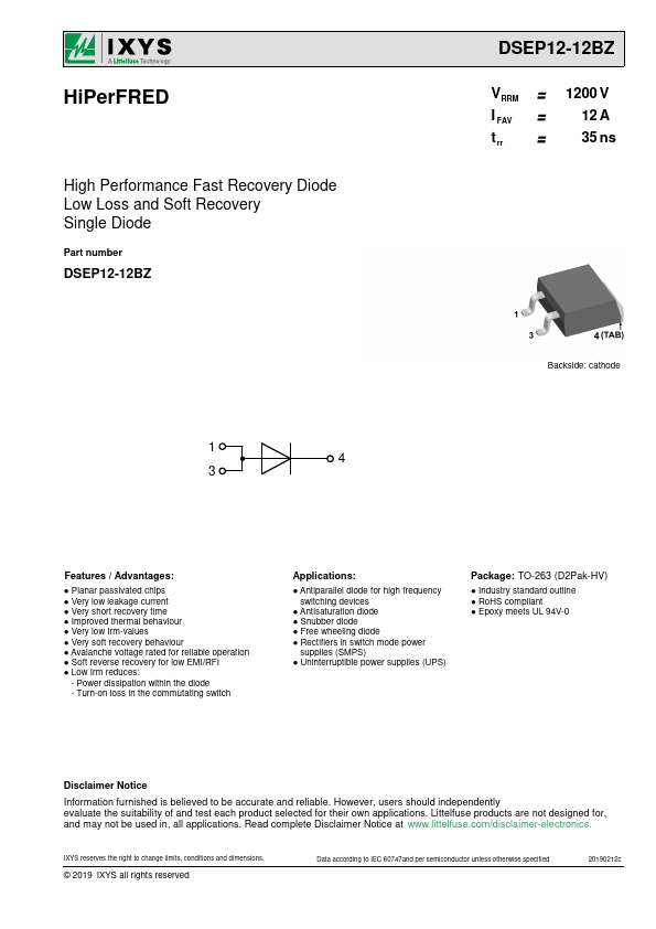 DSEP12-12BZ Datasheet Preview