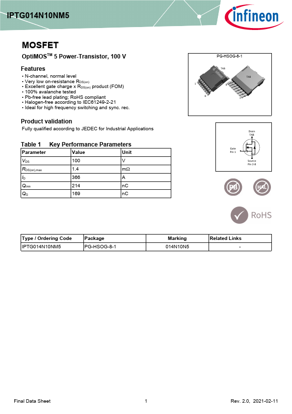 IPTG014N10NM5 Datasheet Preview