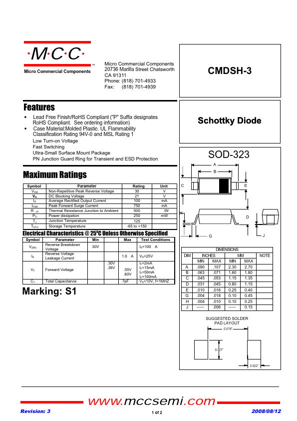 CMDSH-3 Datasheet Preview