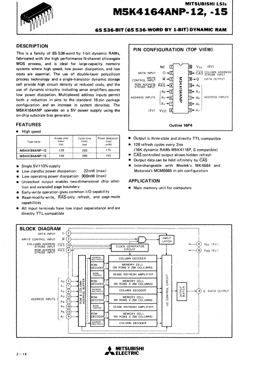 M5K4164ANP-12