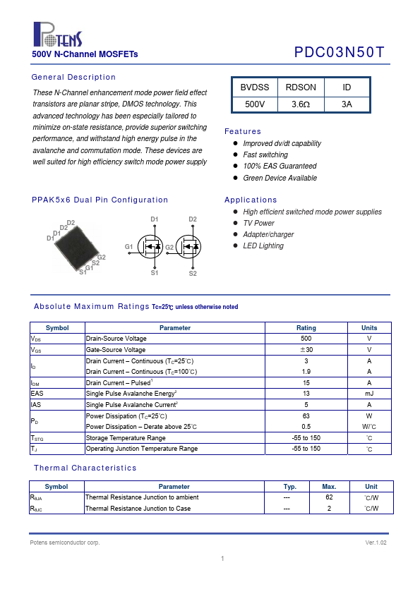 PDC03N50T