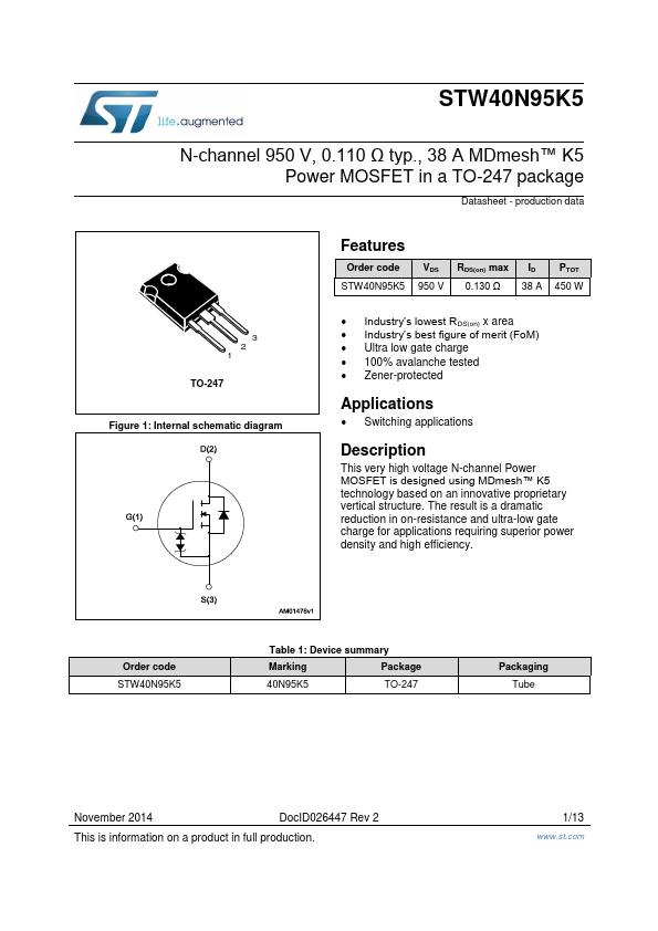 STW40N95K5