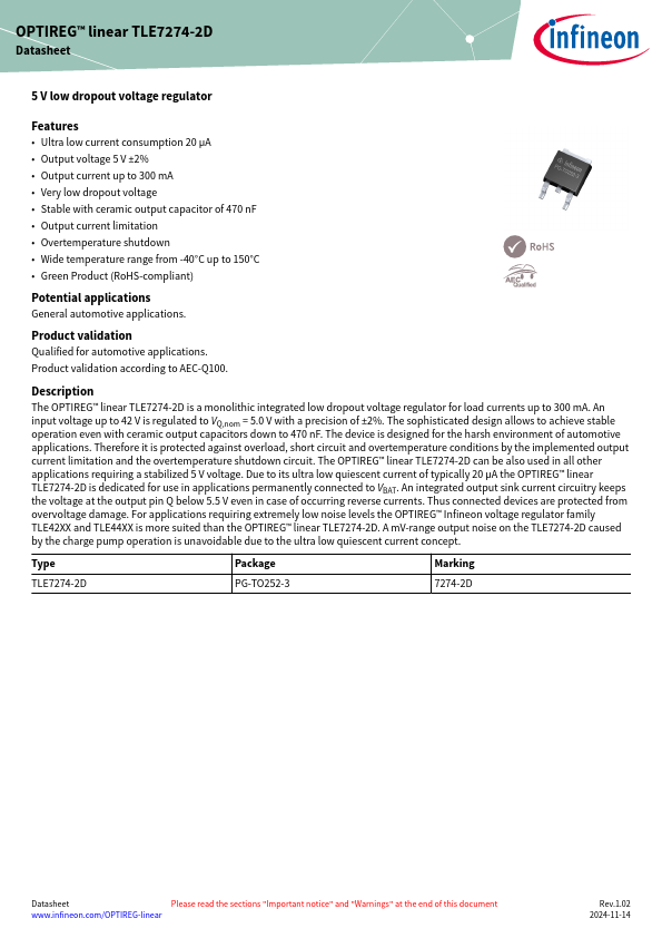 TLE7274-2D Datasheet Preview