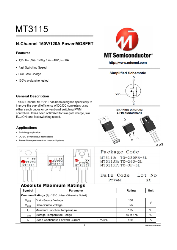 MT3115 Datasheet Preview