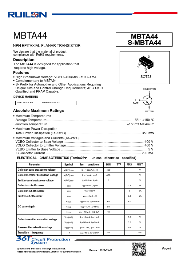 MBTA44 Datasheet Preview