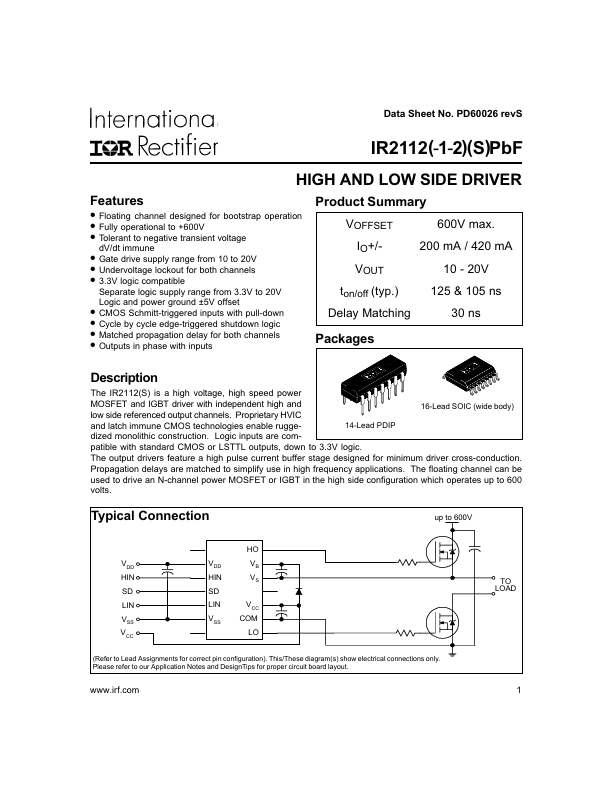 IR2112 Datasheet Preview
