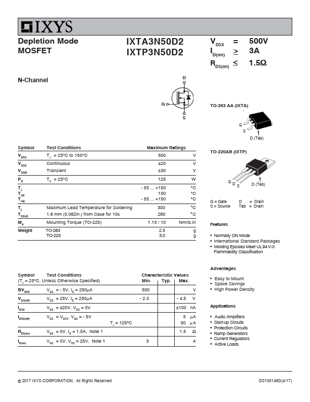 IXTP3N50D2