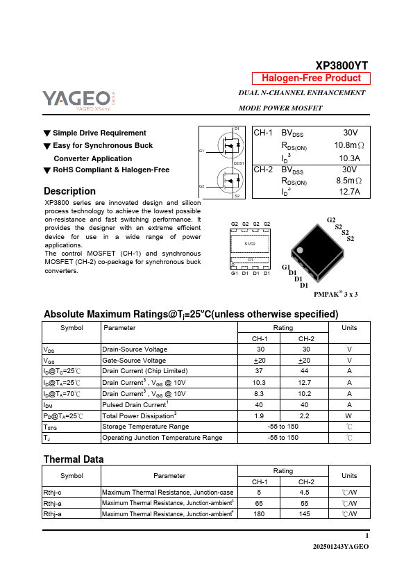 XP3800YT Datasheet Preview