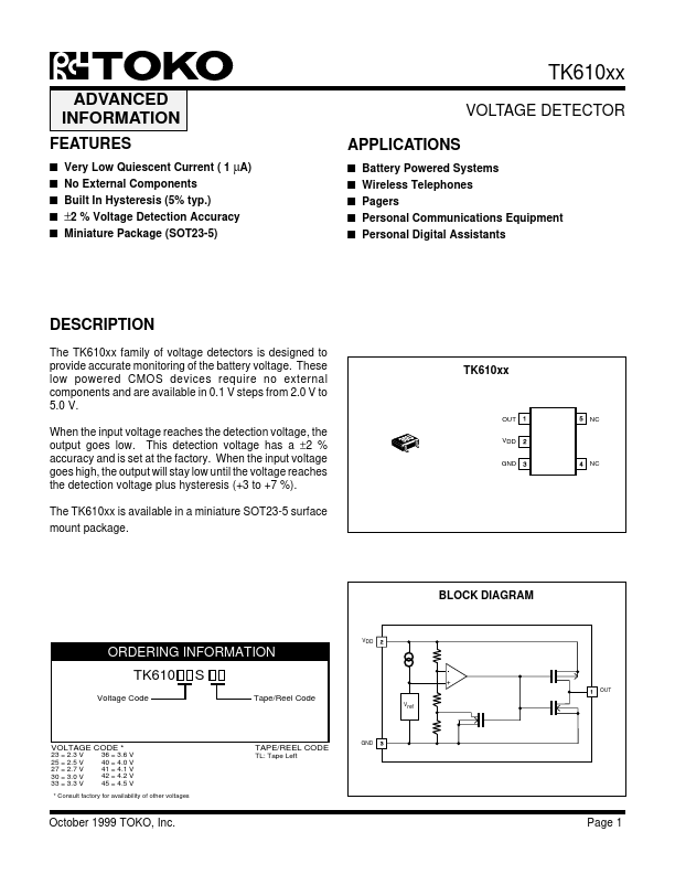 TK61042STL Datasheet Preview
