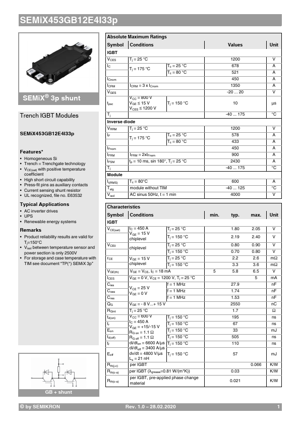 SEMiX453GB12E4I33p