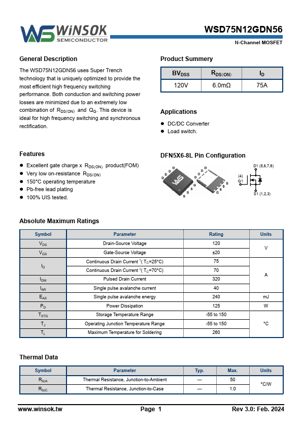 WSD75N12GDN56 Datasheet Preview