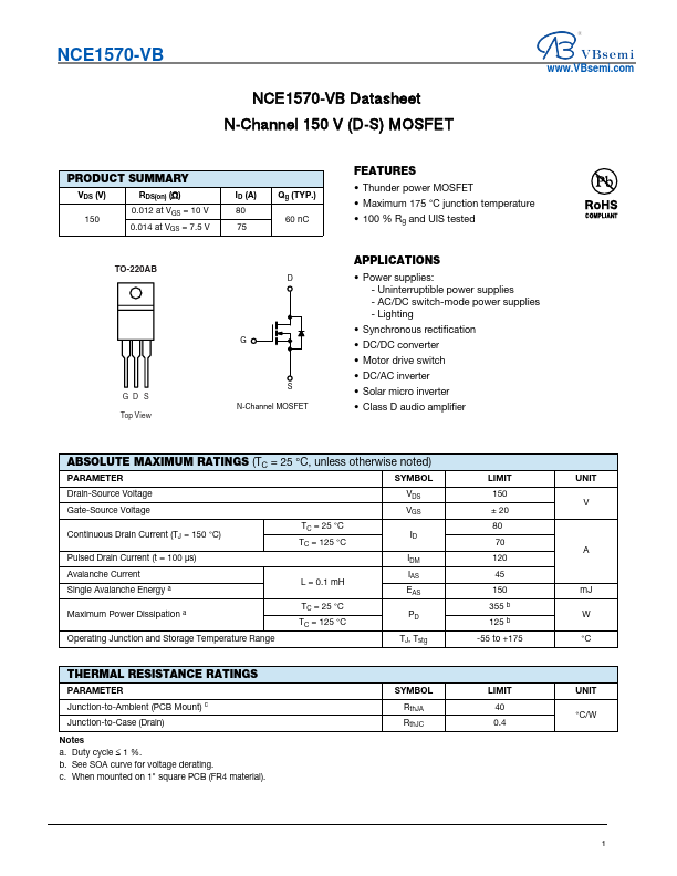 NCE1570 Datasheet Preview