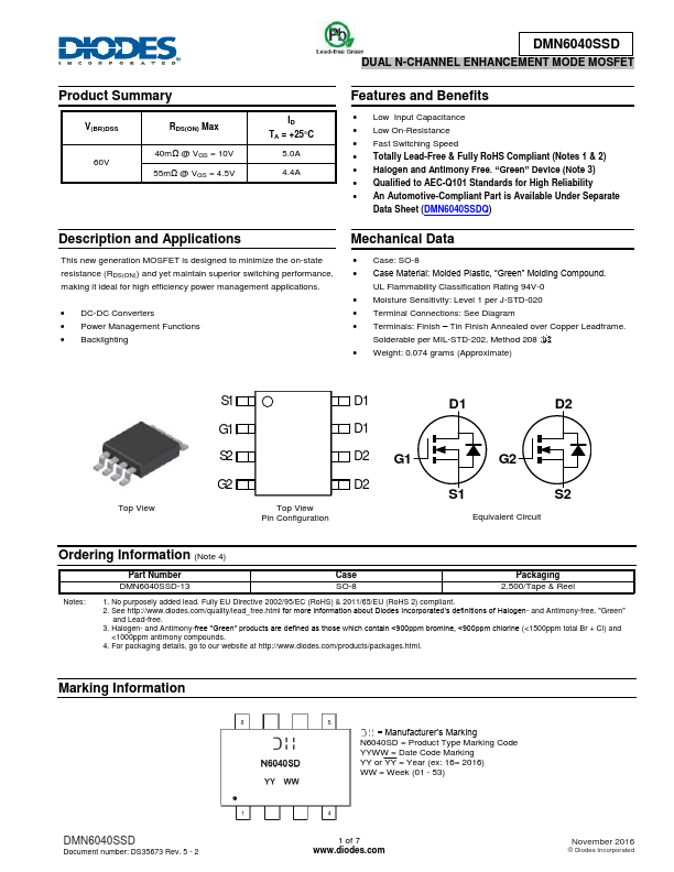 DMN6040SSD Datasheet Preview