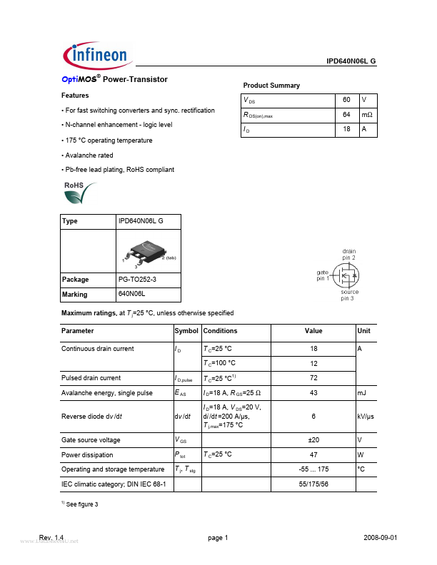 IPD640N06L