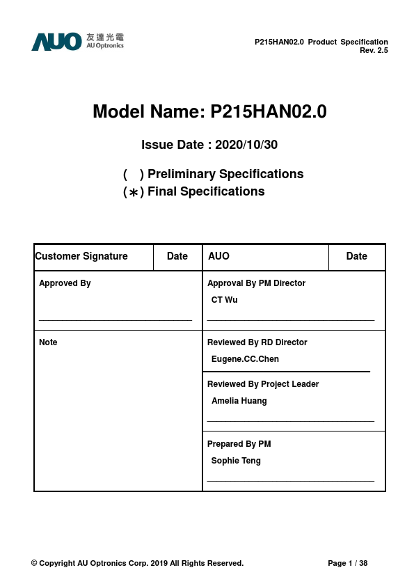 P215HAN02.0 Datasheet Preview