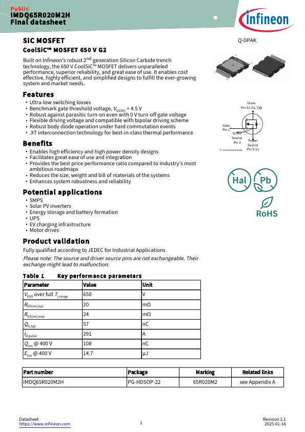 IMDQ65R020M2H Datasheet Preview