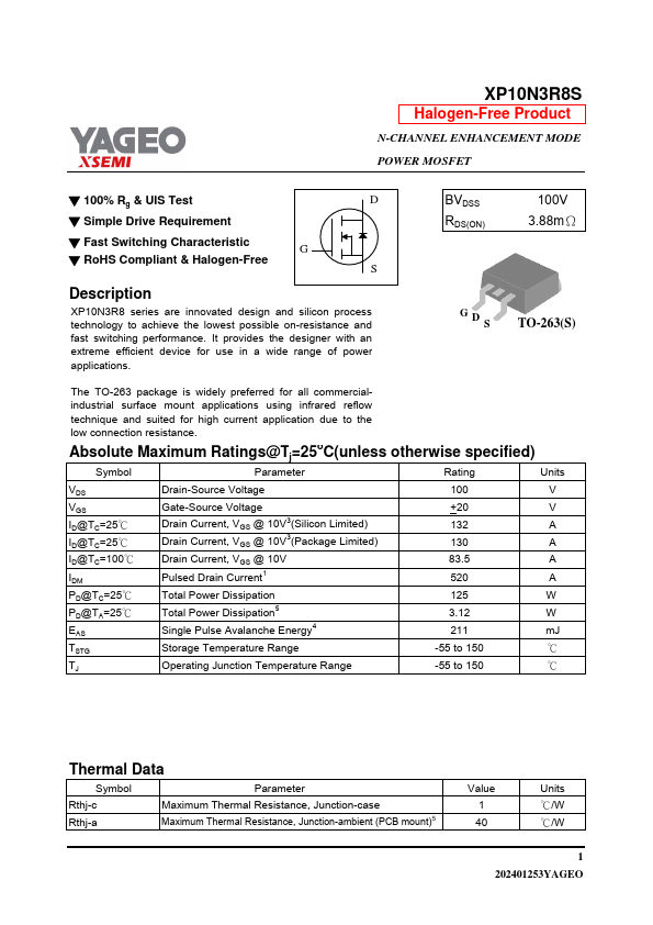 XP10N3R8S Datasheet Preview