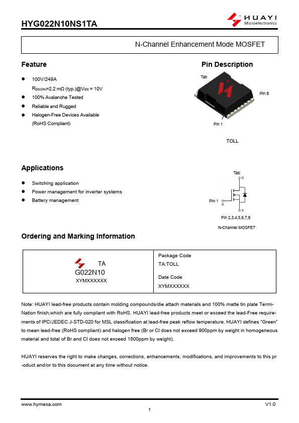 HYG022N10NS1TA Datasheet Preview
