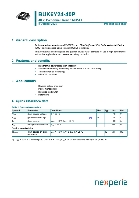 BUK6Y24-40P Datasheet Preview