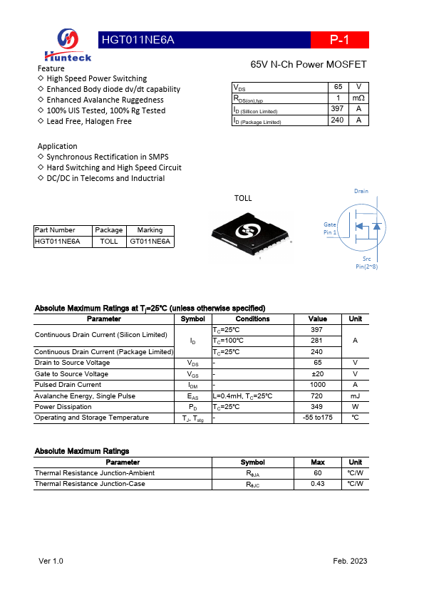 HGT011NE6A Datasheet Preview