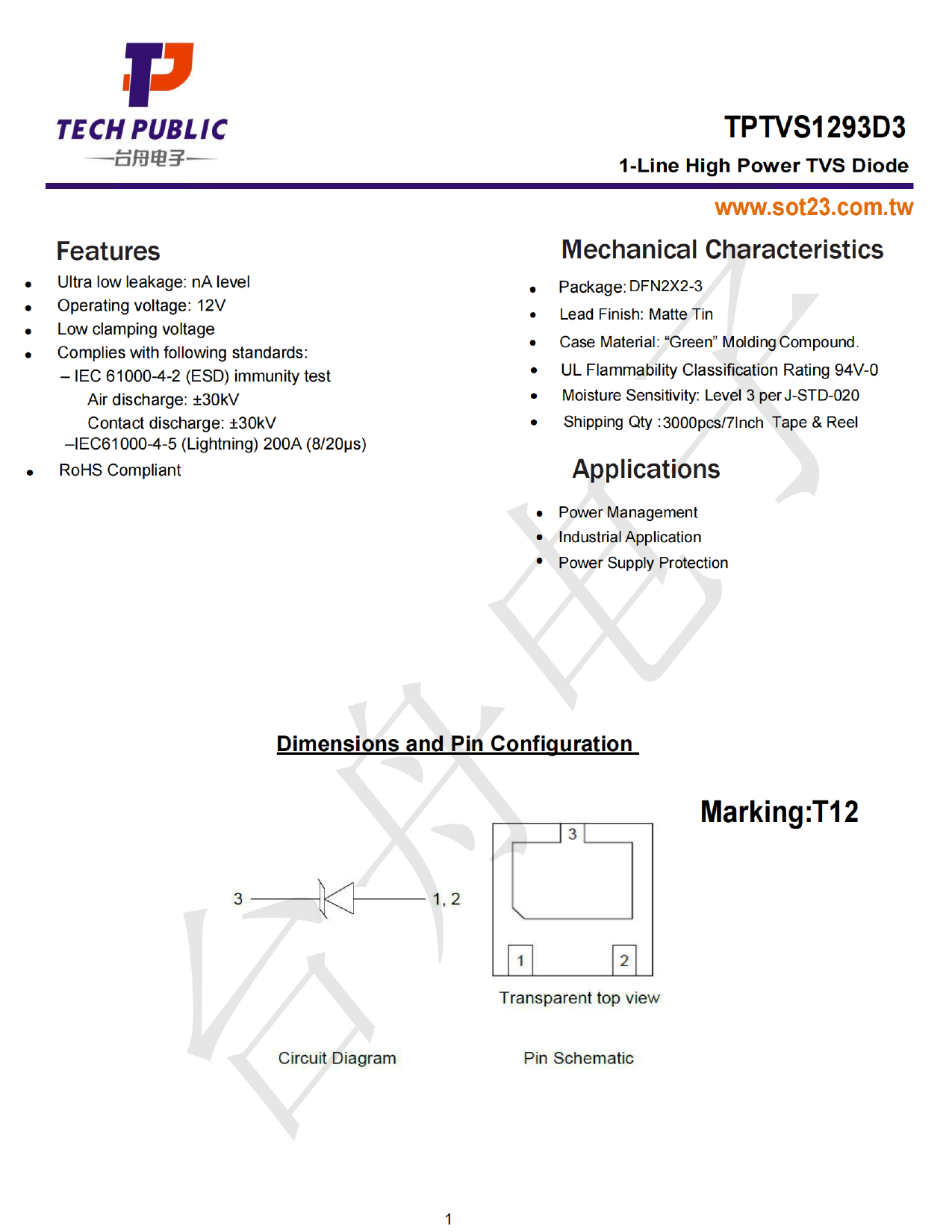 TPTVS1293D3 Datasheet Preview