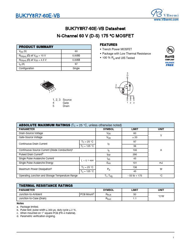 BUK7Y8R7-60E Datasheet Preview